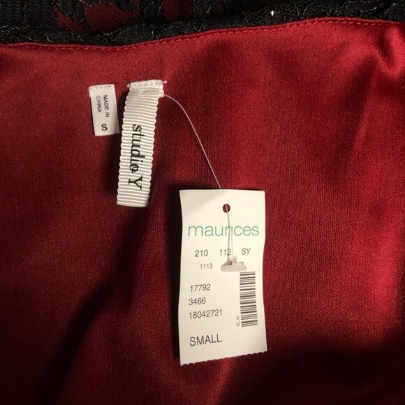 Studio Y Dress Womens Size Small Black Sequin Lace Overlay Red Lining Short NEW - Picture 7 of 8